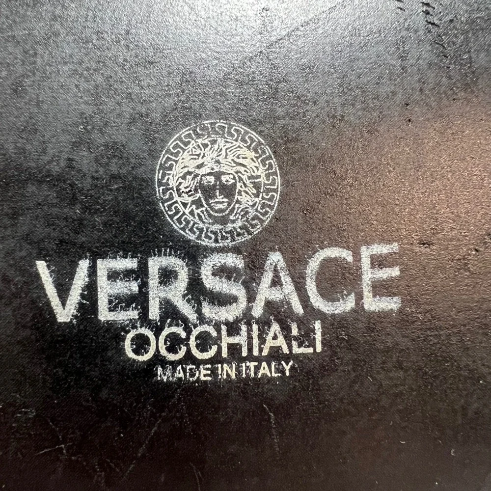 Versace‎ Sunglasses Case Only Black Faux Leather Clamshell Medusa Logo Vintage